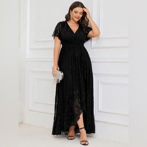 🆕 Plus Size Ruffled Lace Formal Evening Dress